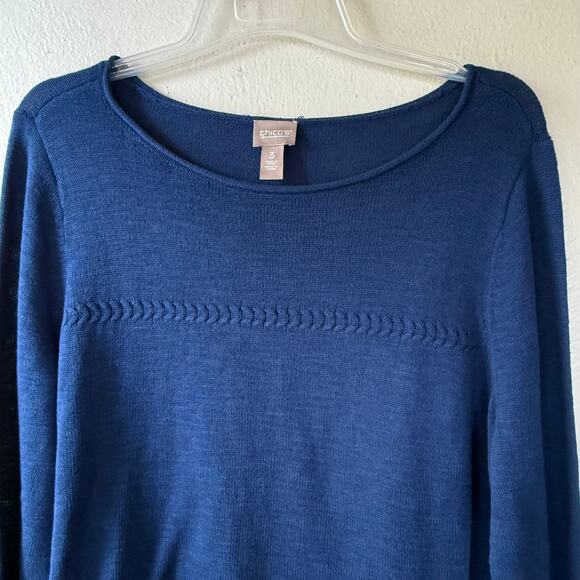 NEW! Chico’s Blue Size XL pullover embroidered sweater size XL Boat neck - Picture 3 of 11